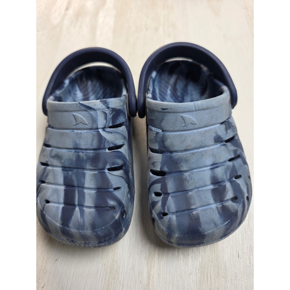 Rugged Shark Kids Blue Grey Marble Camo Clogs Slip On Water Shoes Size 5